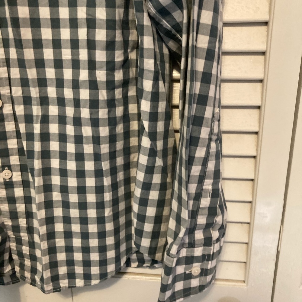 Men’s J.Crew Gingham Blue And White Button Down Shirt Size Large - Picture 4 of 8